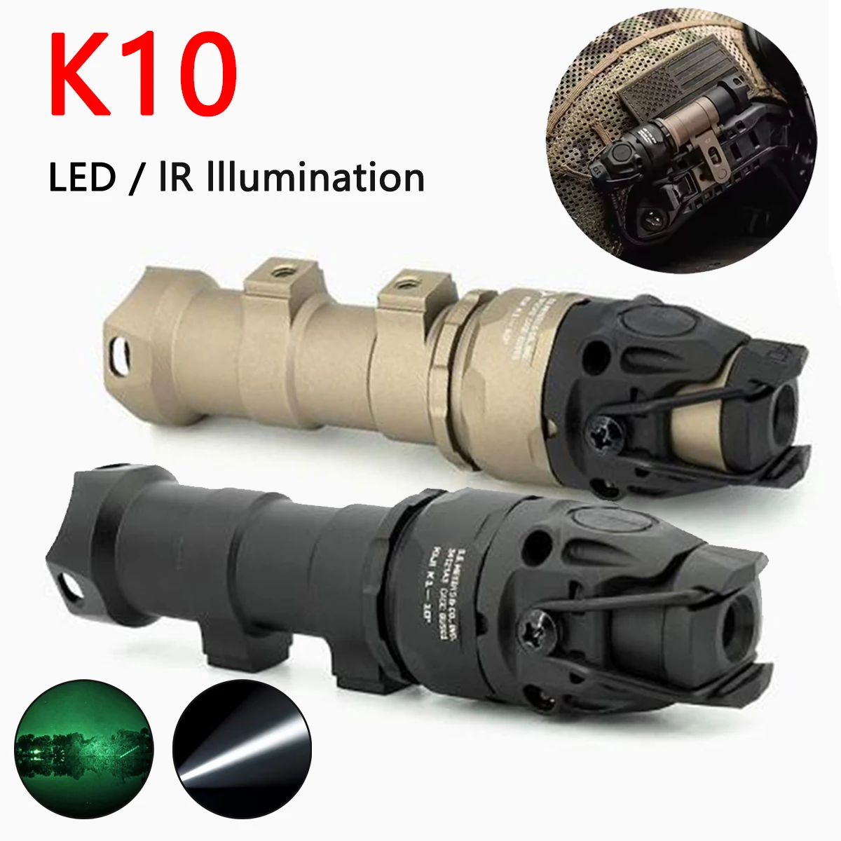 Luz de explorador IR ajustable táctica KIJI, luz de caza de aluminio K10 IR, linterna LED CNC, iluminación IR, armas de luz de 20mm - imagen 5