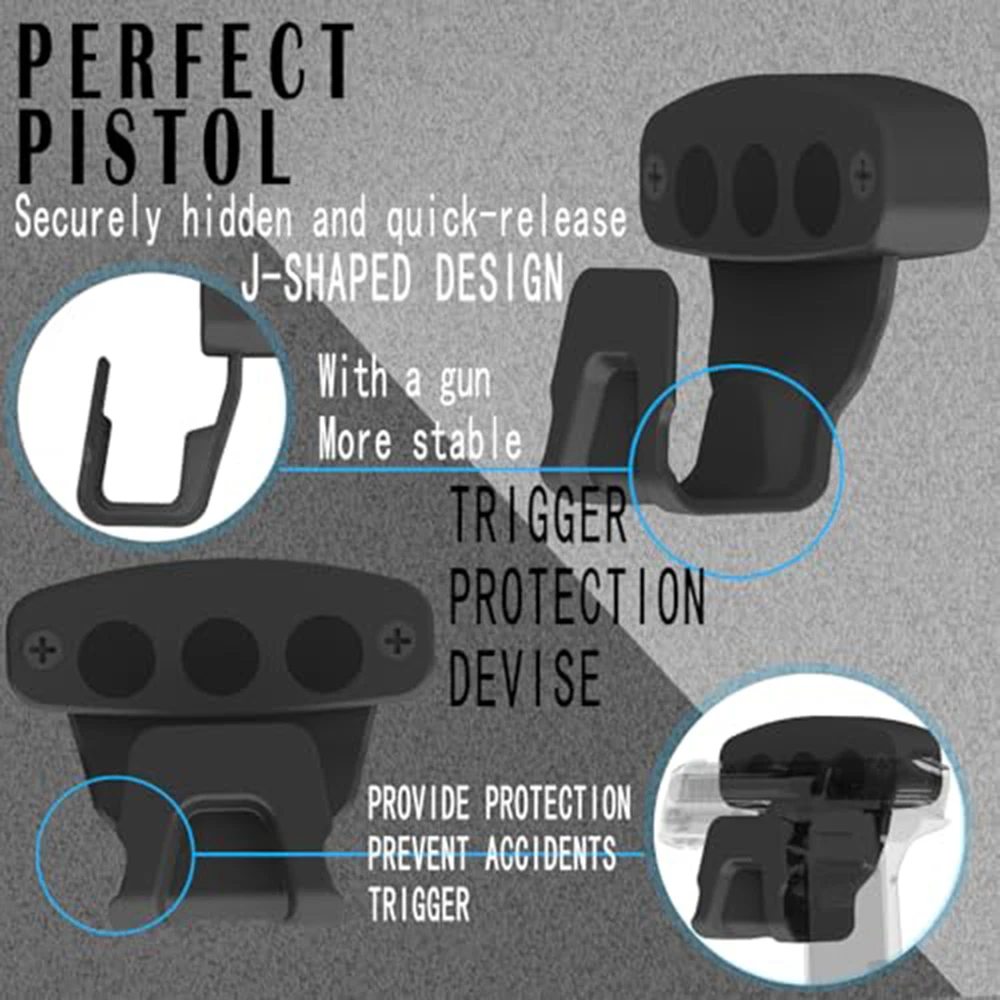 Soporte magnético para pistola, soporte magnético para pistola, soporte para pistola montado en la pared con protección de gatillo, liberación rápida, 35 libras - imagen 3