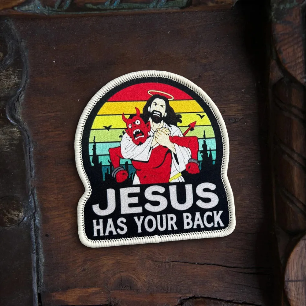 Jesús tiene tu moral de espalda parches tácticos en la ropa parche divertido de gancho y bucle insignia militar brazalete mochila pegatinas - imagen 5