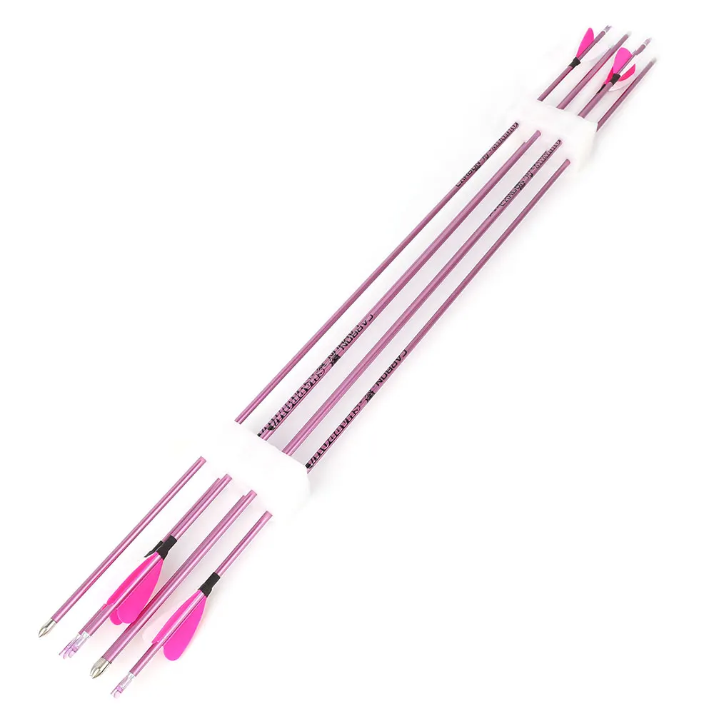 Flecha de Carbono Puro para Tiro con Arco de 32 Pulgadas, Puntas Fijas, Espina 400 500 600 700 800 900 1000, ID4.2mm, Flecha de Carbono para Tiro con Arco, Caza y Tiro al Blanco