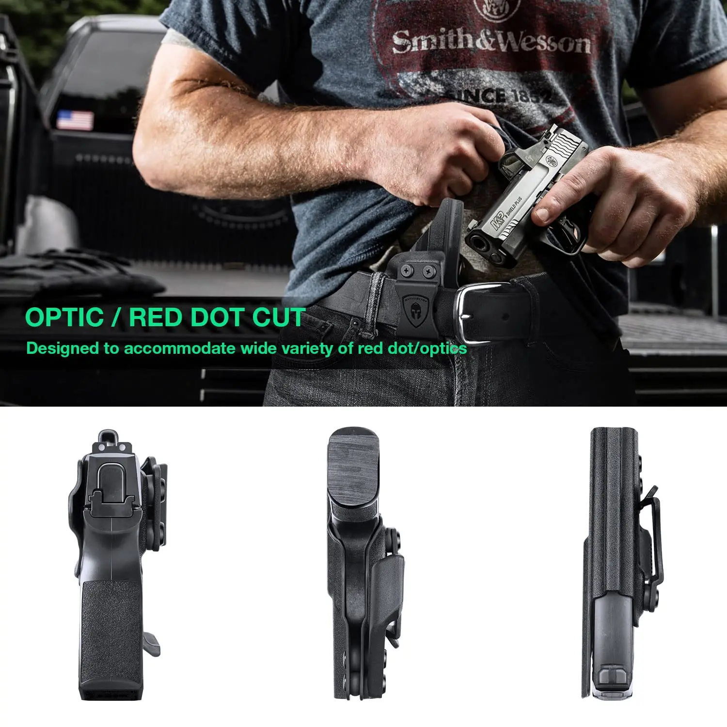 Funda IWB Kydex SIG P365 derecha, corte óptico de garra con clic - imagen 4