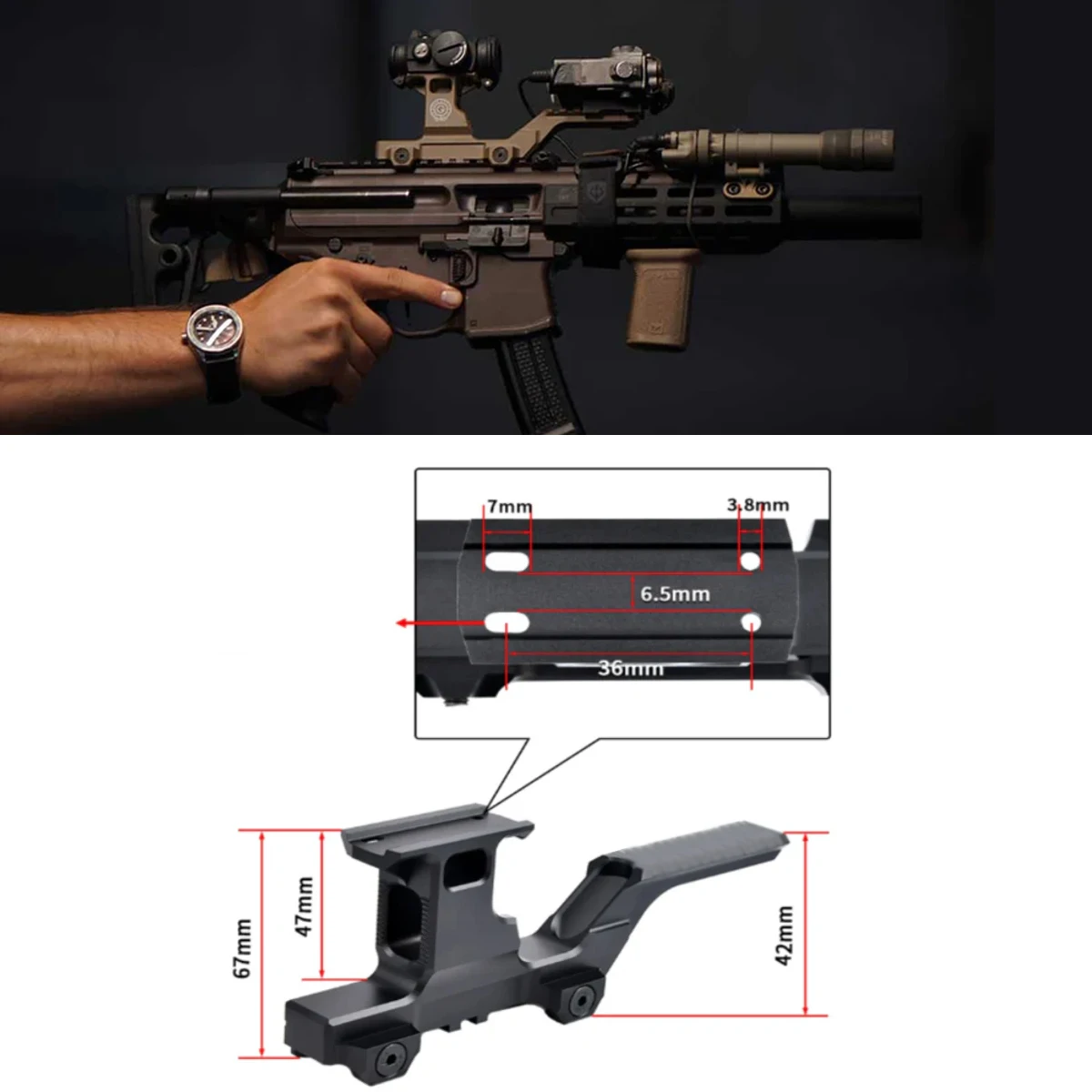 Soporte táctico GB Hydra UNITY FTC para G33 G43, soporte de alcance elevador para 551 552 553 558, punto rojo holográfico SIight - imagen 4