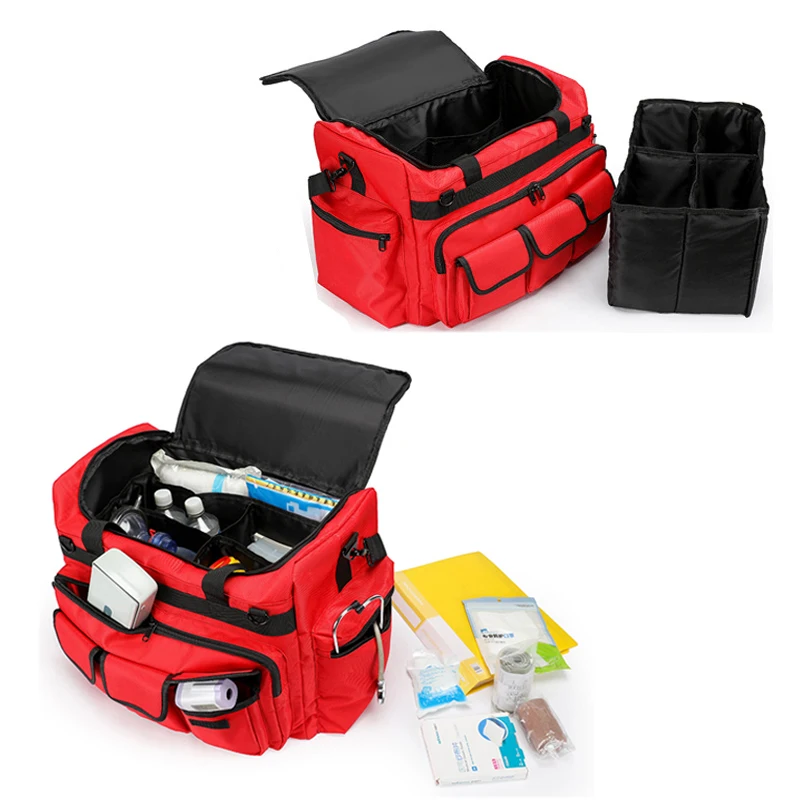 Bolsa médica de primeros auxilios para rescate de emergencia al aire libre, bolsa de gran capacidad, bolsas de viaje Oxford reflectantes impermeables vacías con múltiples bolsillos