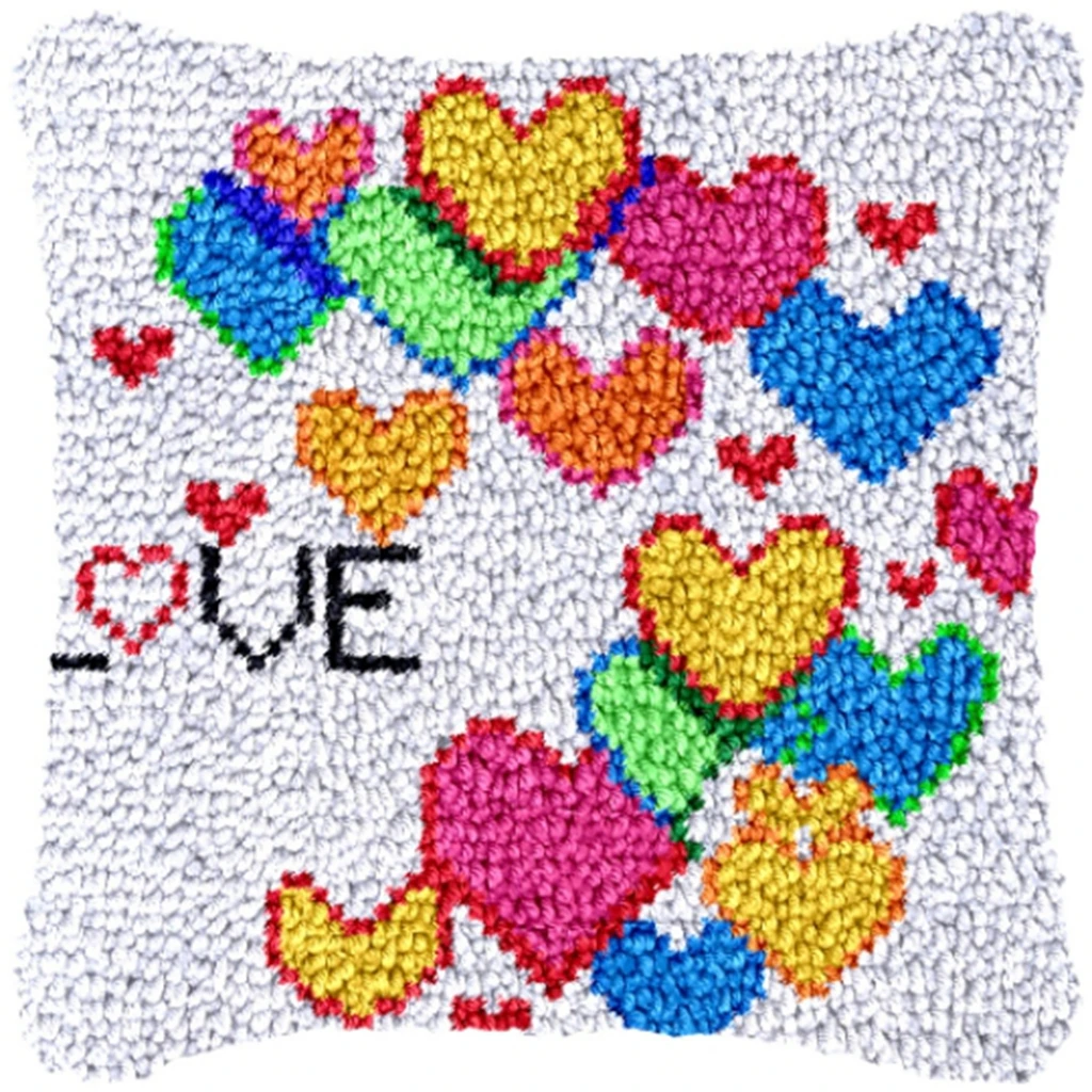 Kit de costura anudada para bordado de almohada, gancho de pestillo de serie de dibujos animados, ganchos de mano, Kits de alfombra de punto - imagen 2