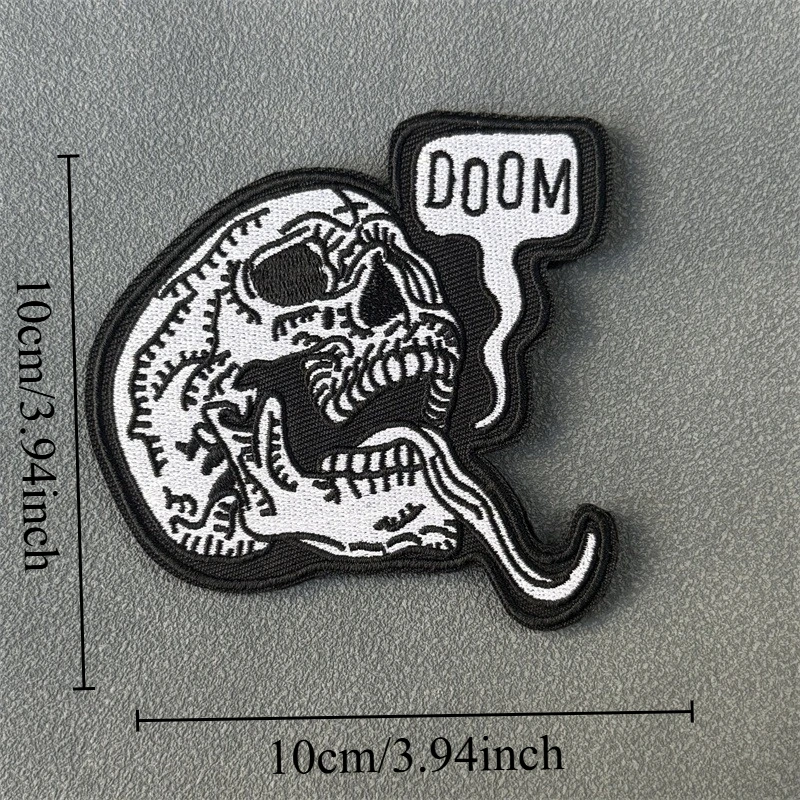Parche "Doom Skull", insignia de moral táctica, gancho bordado y bucle, mochila, ropa, accesorios decorativos, pegatina, brazalete - imagen 2