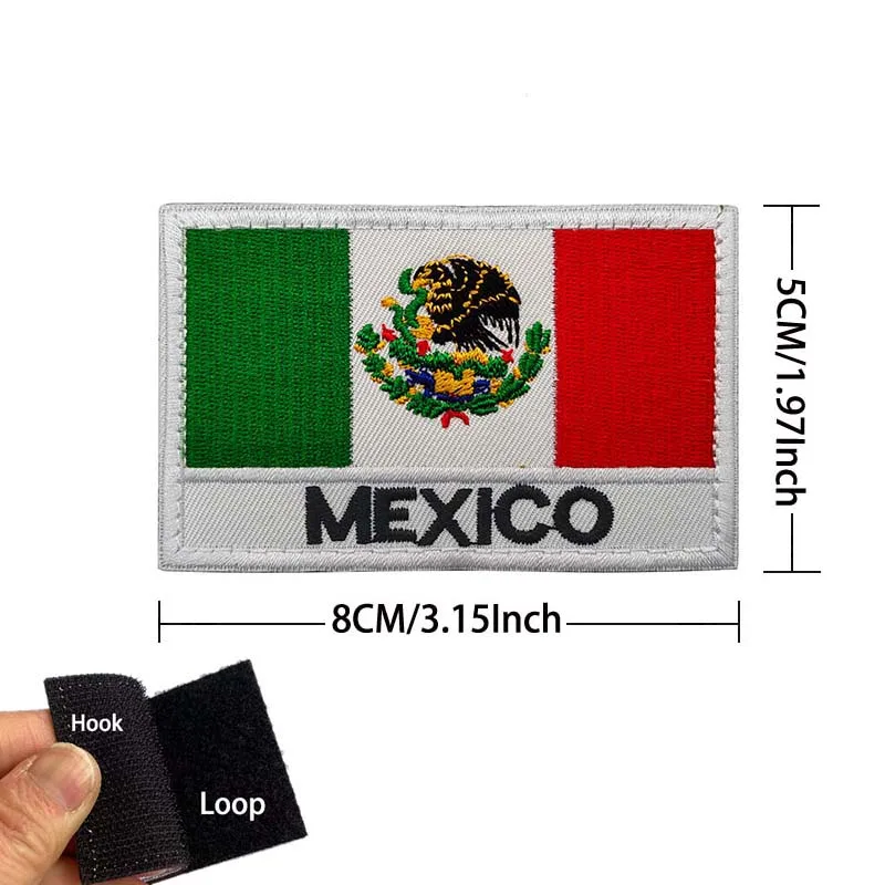 Bandera nacional de México, parches bordados con apliques de tela con insignia de águila, pegatinas de emblemas tácticos militares para mochila con brazalete - imagen 5