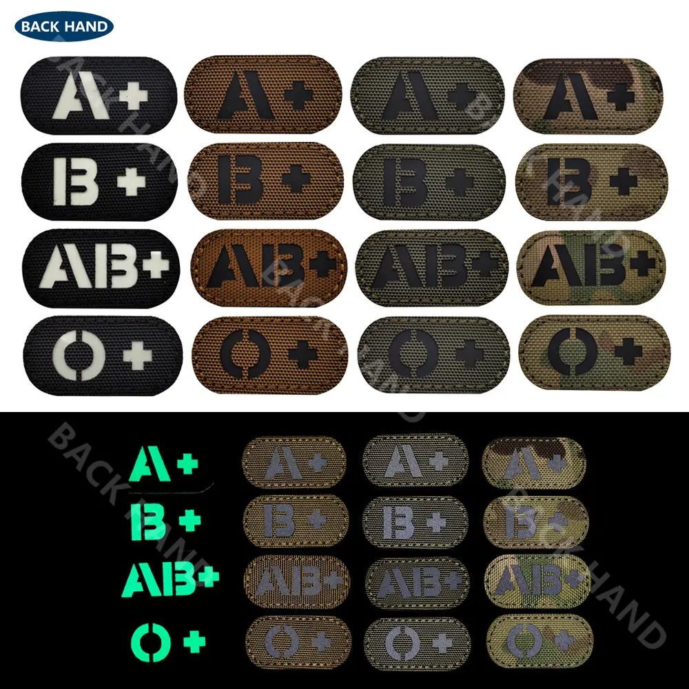 Insignia táctica tipo sangre, pegatina mágica bordada A B AB O tamaño 5*2,5 CM, accesorios militares, parches bordados para ropa, sombrero - imagen 5