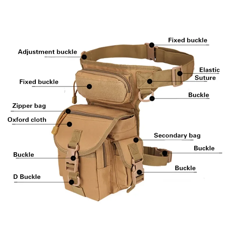 Bolsa de pierna caída al aire libre EDC Molle para hombres, riñonera para caza, senderismo, paquete de muslo, bolsa de cintura de herramientas para montar en motocicleta - imagen 3