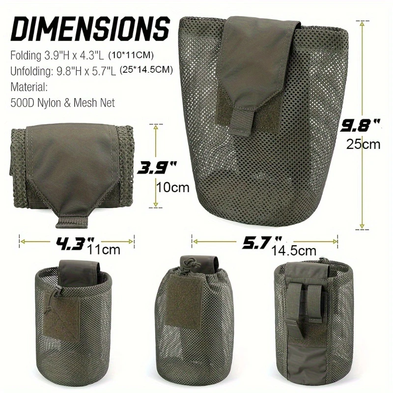 Bolsa táctica Molle enrollable, malla plegable, Airsoft, caza, EDC, bolsillo para exteriores, cordón, revista, utilidad, riñonera plegable - imagen 2