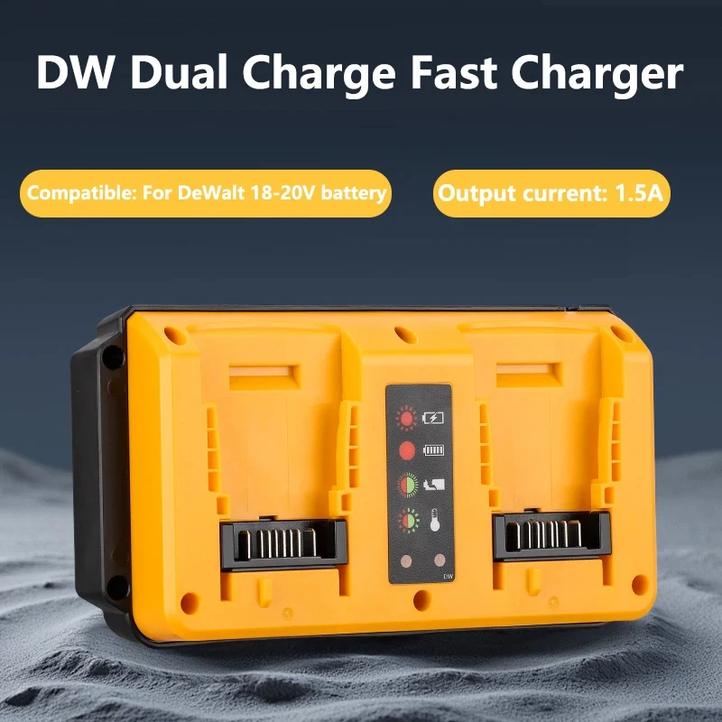 Cargador rápido portátil de dos puertos para Dewalt 18V 20V cargador de batería de litio recargable DCB207 DCB206 DCB204 DCB203 - imagen 5