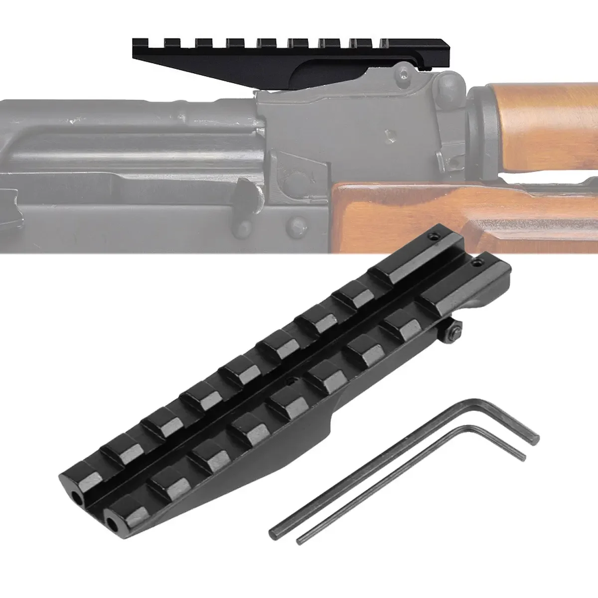 AK47/AK74 Airsoft 1913 Picatinny Soporte de riel superior trasero - Alcance táctico de punto rojo de perfil bajo para caza - imagen 2