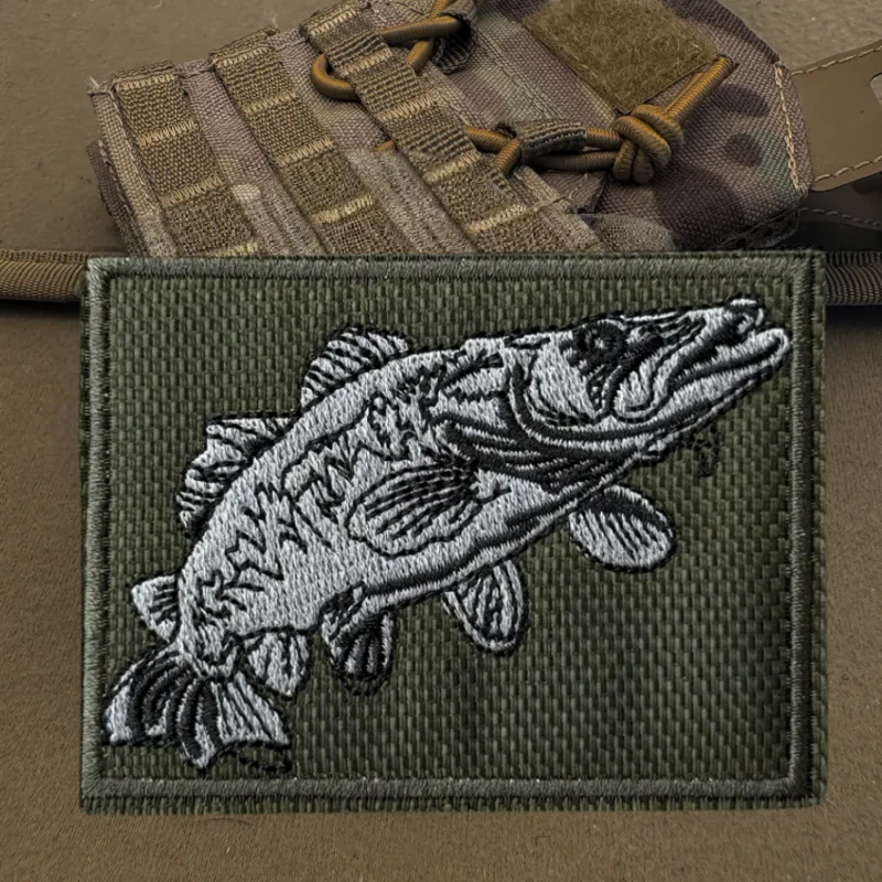 Parche bordado 3D de pescado, chaleco táctico, sombreros con gancho y bucle, insignia de moral, mochila, pegatinas decorativas, parches para brazalete para ropa - imagen 5