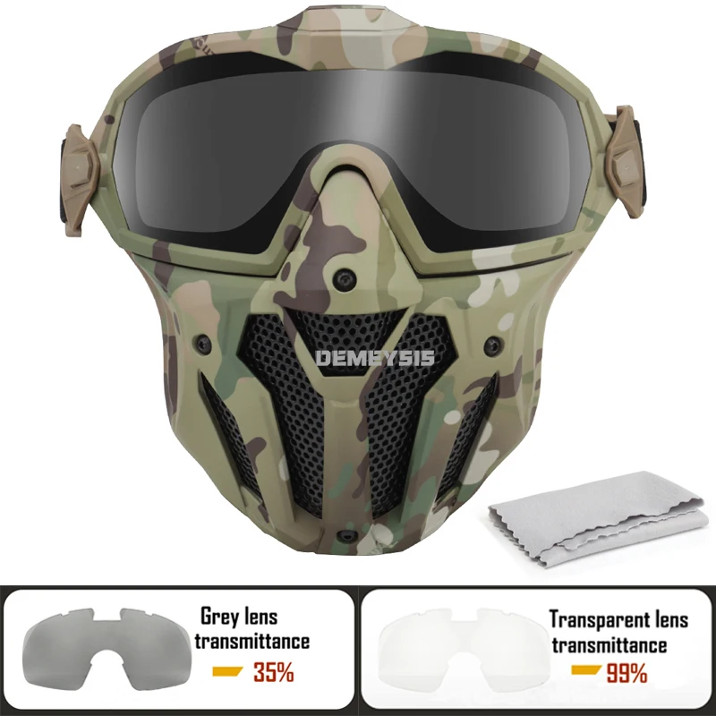 Máscaras faciales completas Airsoft, gafas desmontables con ventilador antiniebla, máscara protectora táctica de Paintball, conjunto de gafas, máscara CS de caza - imagen 3