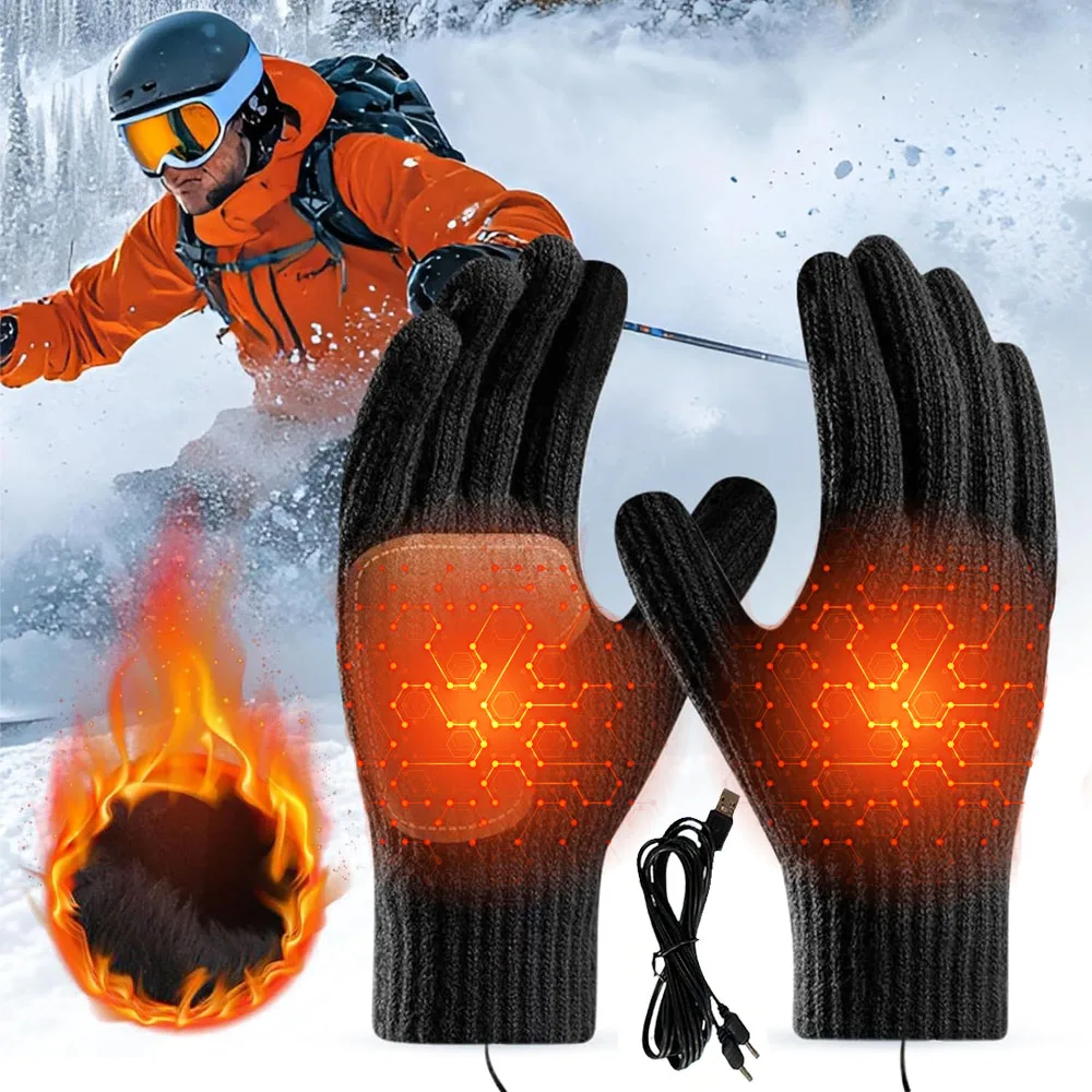 Guantes calefactables Guantes de invierno con pantalla táctil Calentador de manos térmico antideslizante Equipo al aire libre para deportes de esquí en clima frío