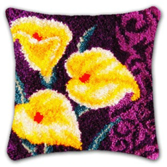 Kit de gancho de pestillo serie de plantas y flores, almohada bordada hecha a mano de mariposa, almohada bordada de segmento 3D, suministros artesanales de lana - imagen 2