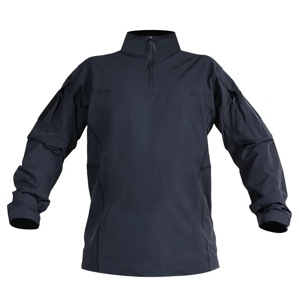 Traje táctico de rana de combate elástico para senderismo, montañismo, urbano, transpirable, para exteriores, azul marino oscuro, mangas largas y pantalones - imagen 3