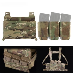 Bolsa triple MOLLE con solapa frontal y funda elástica táctica