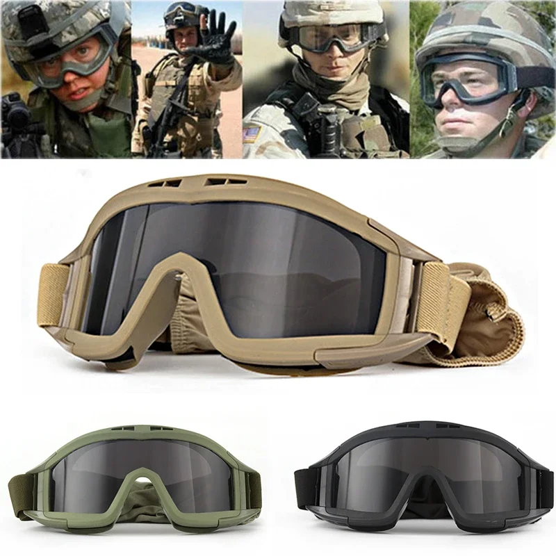Airsoft-gafas tácticas para Motocross y montañismo, 3 lentes, a prueba de viento, a prueba de polvo, protección segura CS - imagen 3