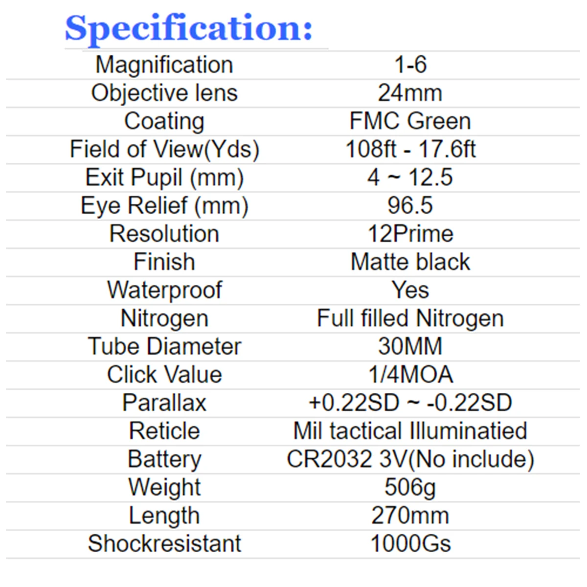 Alcance del rifle de caza para la mira telescópica AK AR, mira compacta, mira telescópica 1-6x24 30 mm, - imagen 5