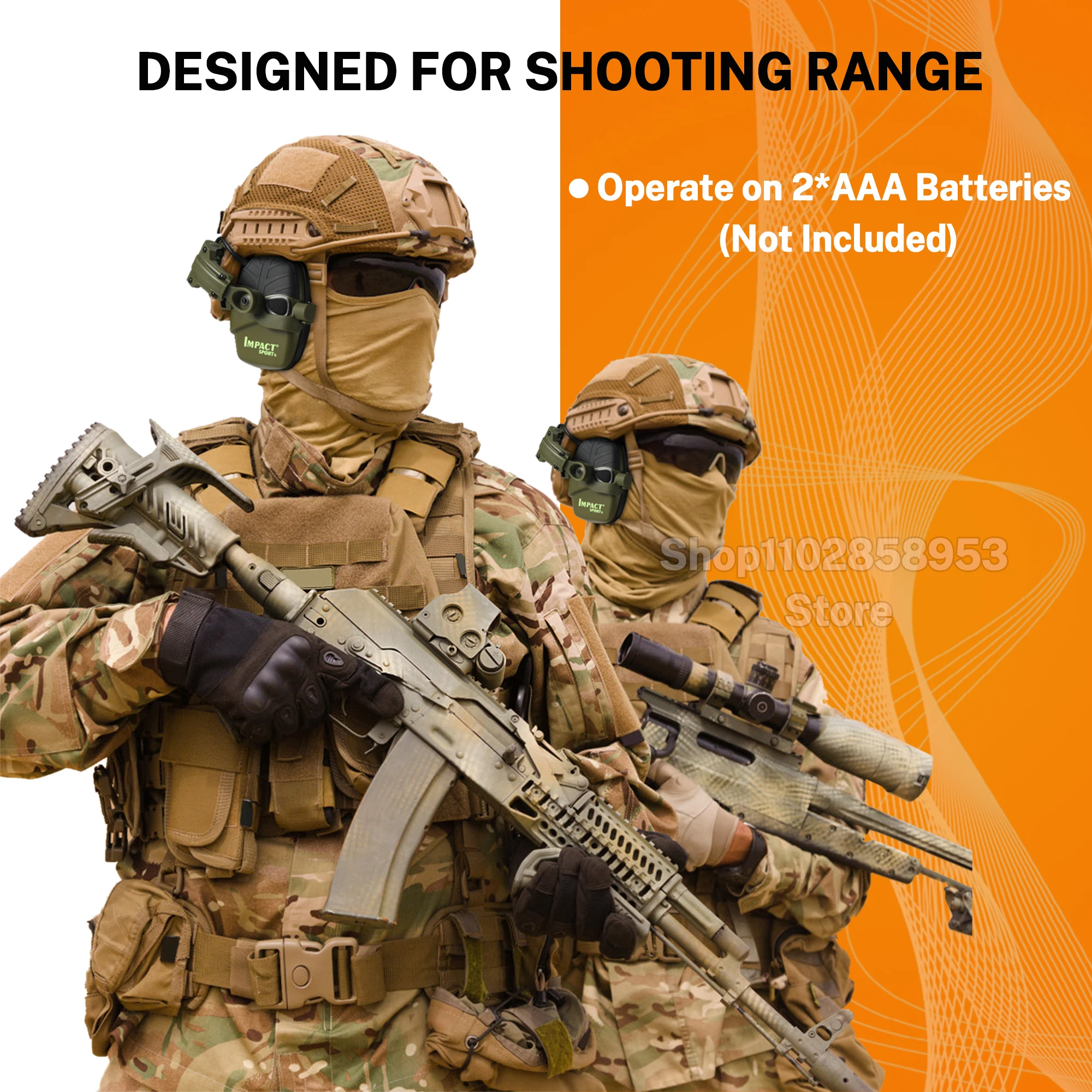 Casco electrónico con orejeras de tiro, cascos antiruido delgados, protección auditiva para caza, rango de pistola - imagen 5