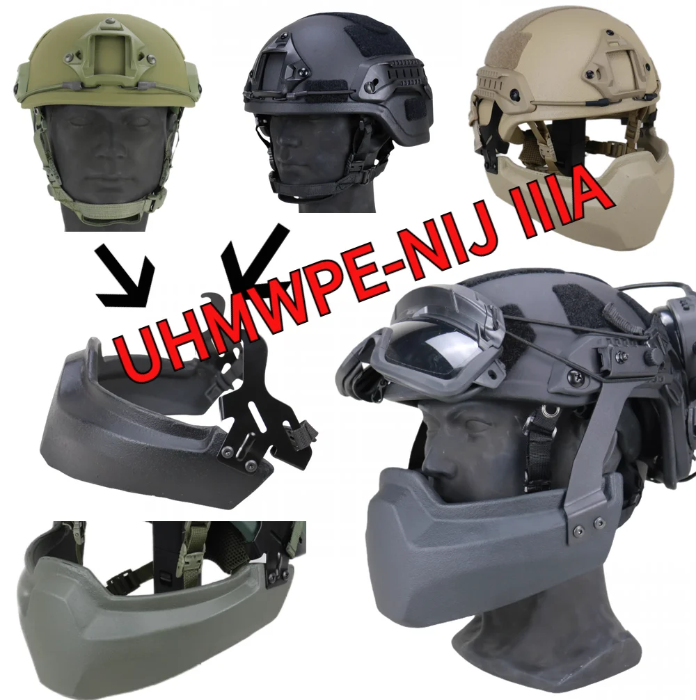 Casco rápido MICH NIJ IIIA UHMWPE con máscara y gafas extraíbles - imagen 2