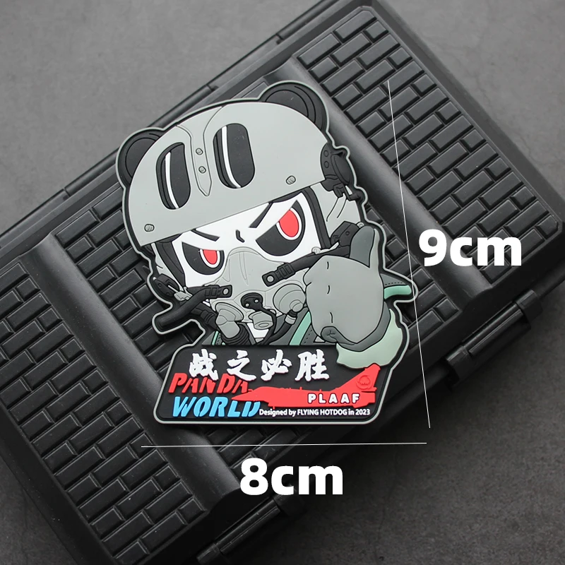 Parches de PVC versión Q Panda Pilot Fighter, llegados en PLAAF, tácticas de goma 3D de forma segura para bolsa, ropa, chaleco, decoración DIY - imagen 5