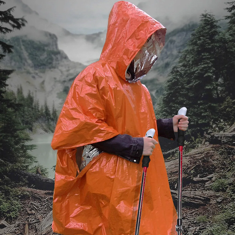 Chubasquero impermeable de emergencia con capa poncho aluminio - imagen 3