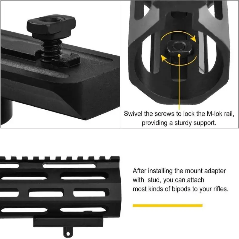 MidTen Fit M lok 6 9 Adaptador de guardamanos de montaje Accesorio de rifle de perfil bajo negro Harris Picatinny Bipod Sling Stud AR15 Bipods Nuevo - imagen 4