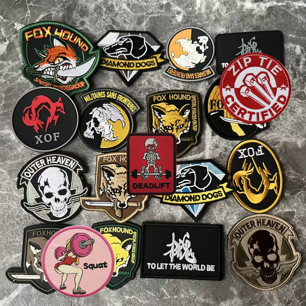 Metal Gear Solid MGS 5 Fox, XOF Diamond Dogs Grupo de Fuerzas Especiales Fantasma Parche Bordado Rayas Etiqueta para Parches de Ropa - imagen 2