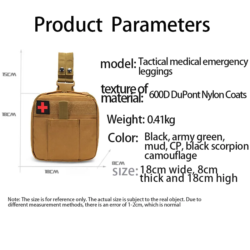 Bolsas tácticas de emergencia para pierna para hombre, riñonera médica Edc Molle para deportes al aire libre, ciclismo, Camping, caza, senderismo, Militar - imagen 3