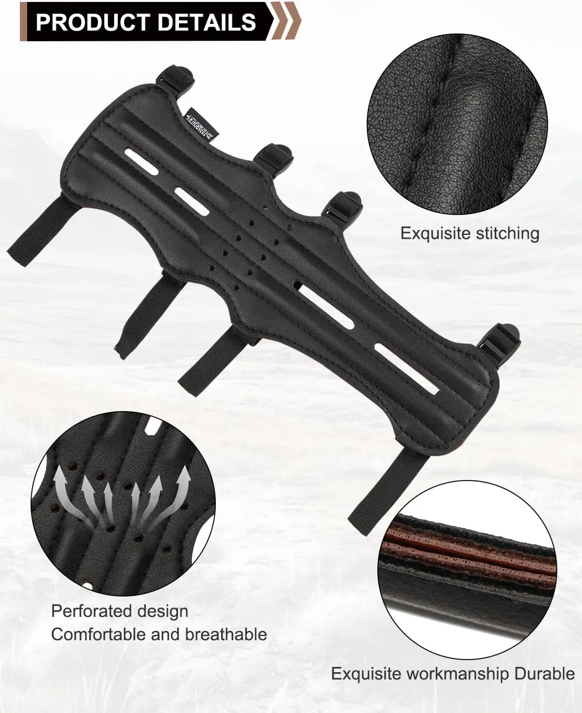 TOPARCHERY protector de brazo de cuero vacuno para caza, correas ajustables - imagen 4