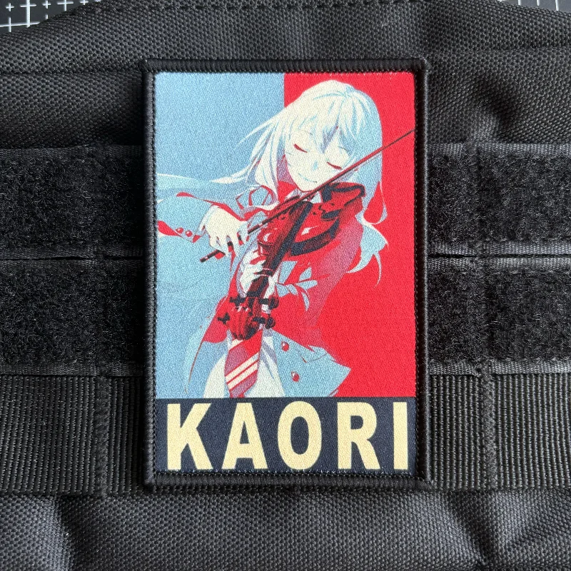 Insignia de moral Kaori Miyazono de Your Lie in April, parches de personaje de dibujos animados de Anime, pegatina de mochila táctica con estampado de gancho y bucle - imagen 5