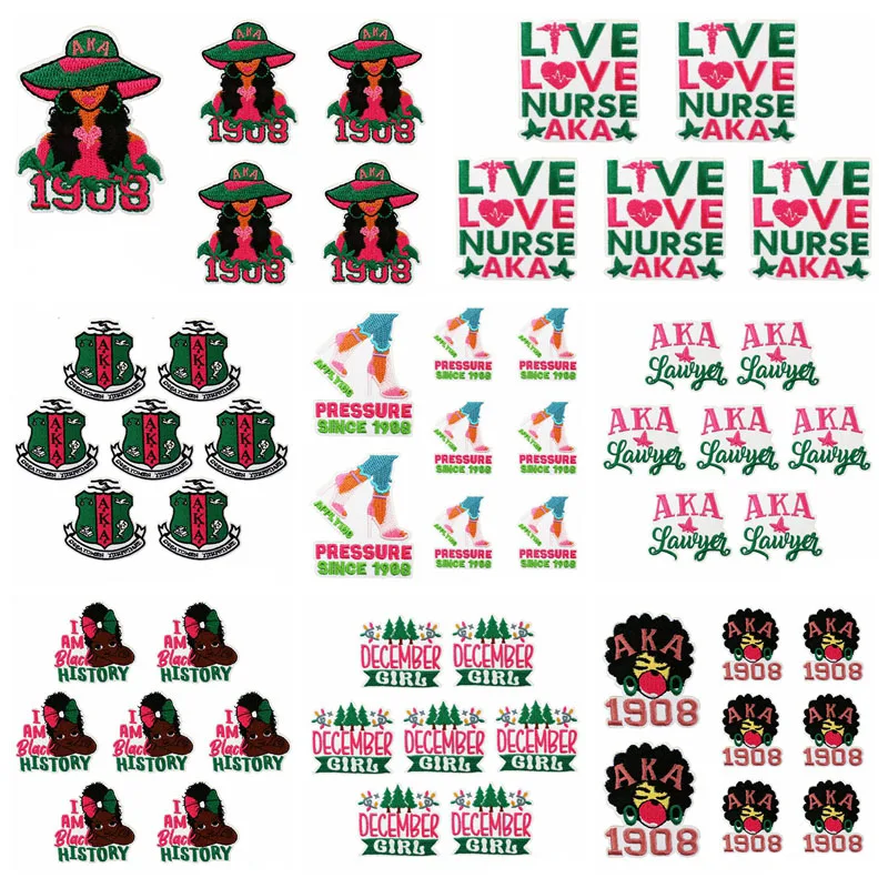 10 unids/lote, venta al por mayor, apliques AKA para niñas, parches para planchar en ropa, parches bordados AKA 1980 para ropa, pegatinas, insignias para coser - imagen 2