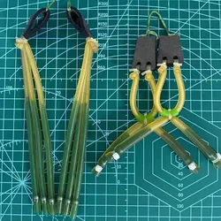 2 bandas de piel de pescado para Piercing de tres tarjetas con bandas de goma, catapultas de caza al aire libre de alta elasticidad, accesorios de tiro y pesca