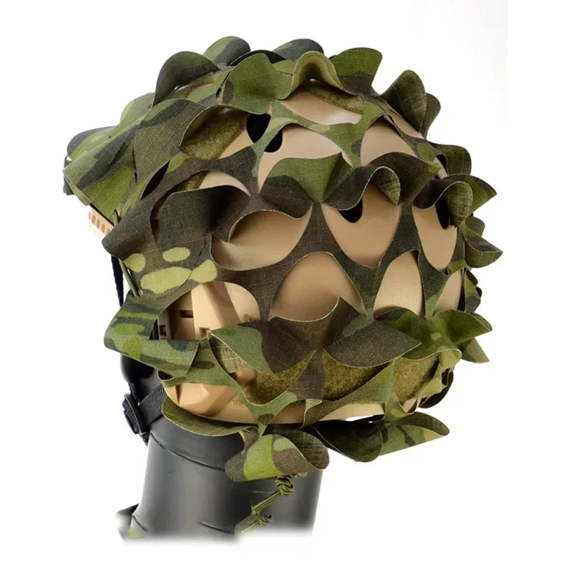 Cubierta táctica para casco rápido, red de camuflaje 3D, cubierta de tela para casco cortado con láser para casco rápido, accesorios para casco CS de caza - imagen 5