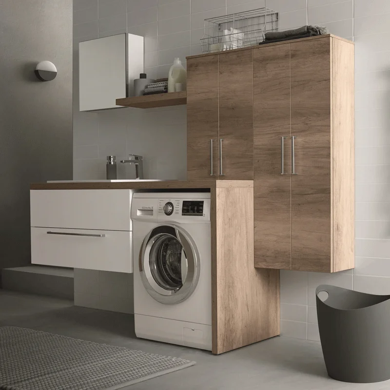 Gabinete de lavandería personalizado para balcón 2023, combinación de placa de roca, lavabo integrado, gabinete de baño, lavado a mano ligero de lujo, - imagen 4