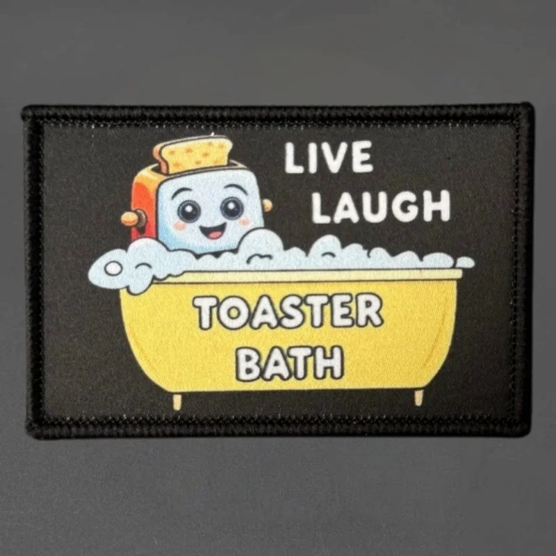 Parche táctico estampado Live Laugh Toaster Bath gancho y bucle - imagen 2