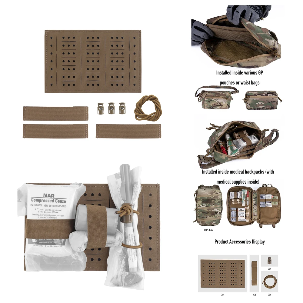 Bolsa táctica Delta con forro interior, bolsa de primeros auxilios estilo SS con tablero de almacenamiento incorporado, Compatible con varias mochilas