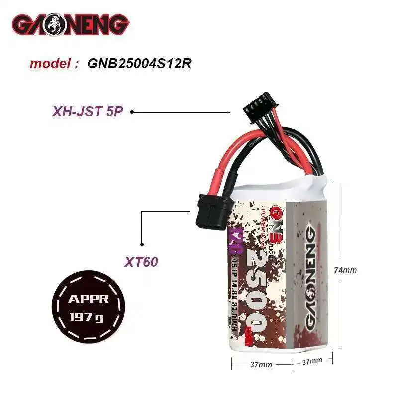 Batería Lipo recargable GNB 4S 14,8 V 2500mAh 12C con enchufe XT60 18650 para Dron FPV Crossover Quadcopter helicóptero avión - imagen 5