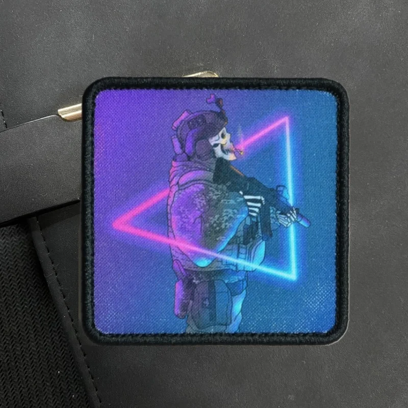 Parches tácticos "Born for War", esqueleto de soldado con pistola, insignia de moral, gancho y bucle, brazalete estampado militar, pegatinas para mochila - imagen 4