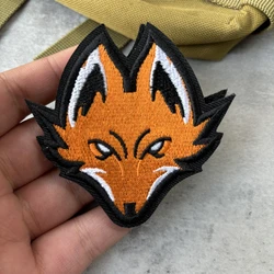 Parche de insignia de moral de zorro, parches tácticos con gancho y bucle bordado, brazalete de Chevron del ejército militar, pegatinas para mochila