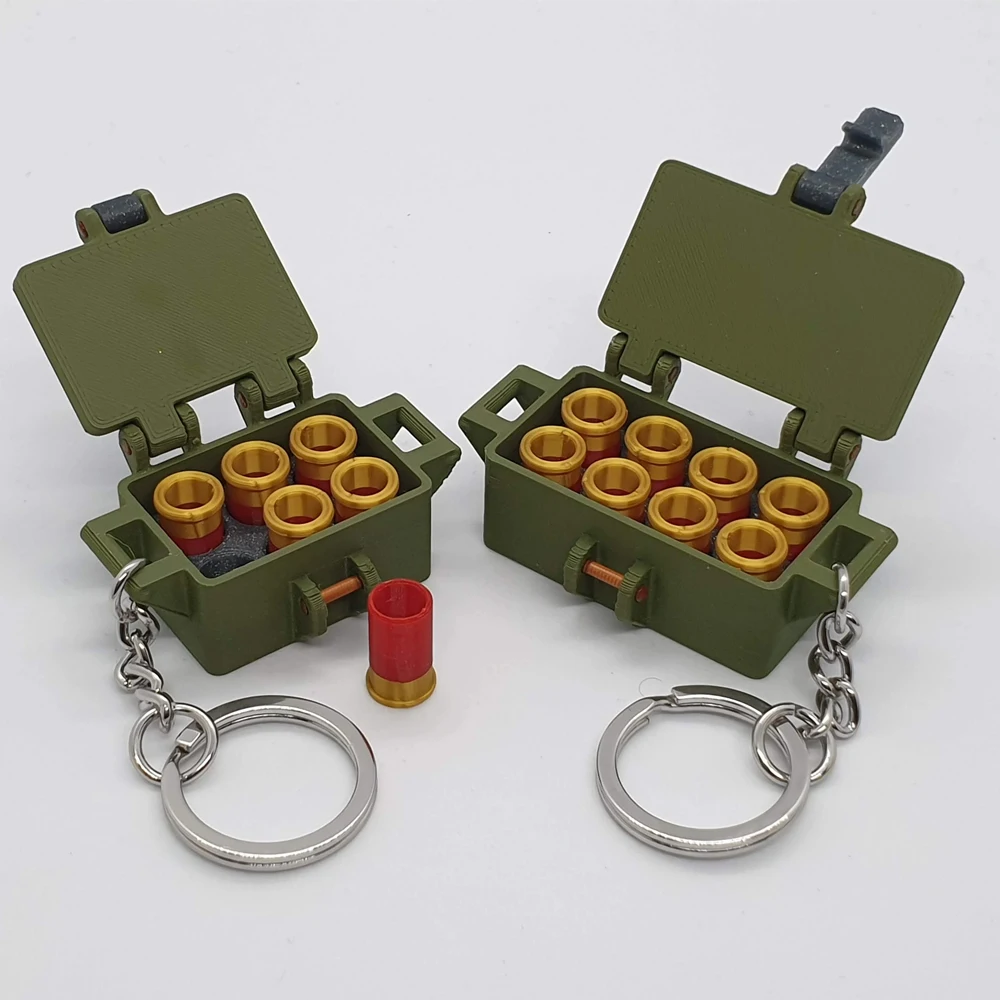 Llavero con caja de concha de escopeta, juguete de dos tamaños que sostiene 6 o 8 conchas, llavero impreso en 3D, juguetes de descompresión, colgante para mochila - imagen 3