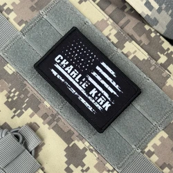 Parche táctico Charlie Kirk bandera EE. UU. gancho y bucle