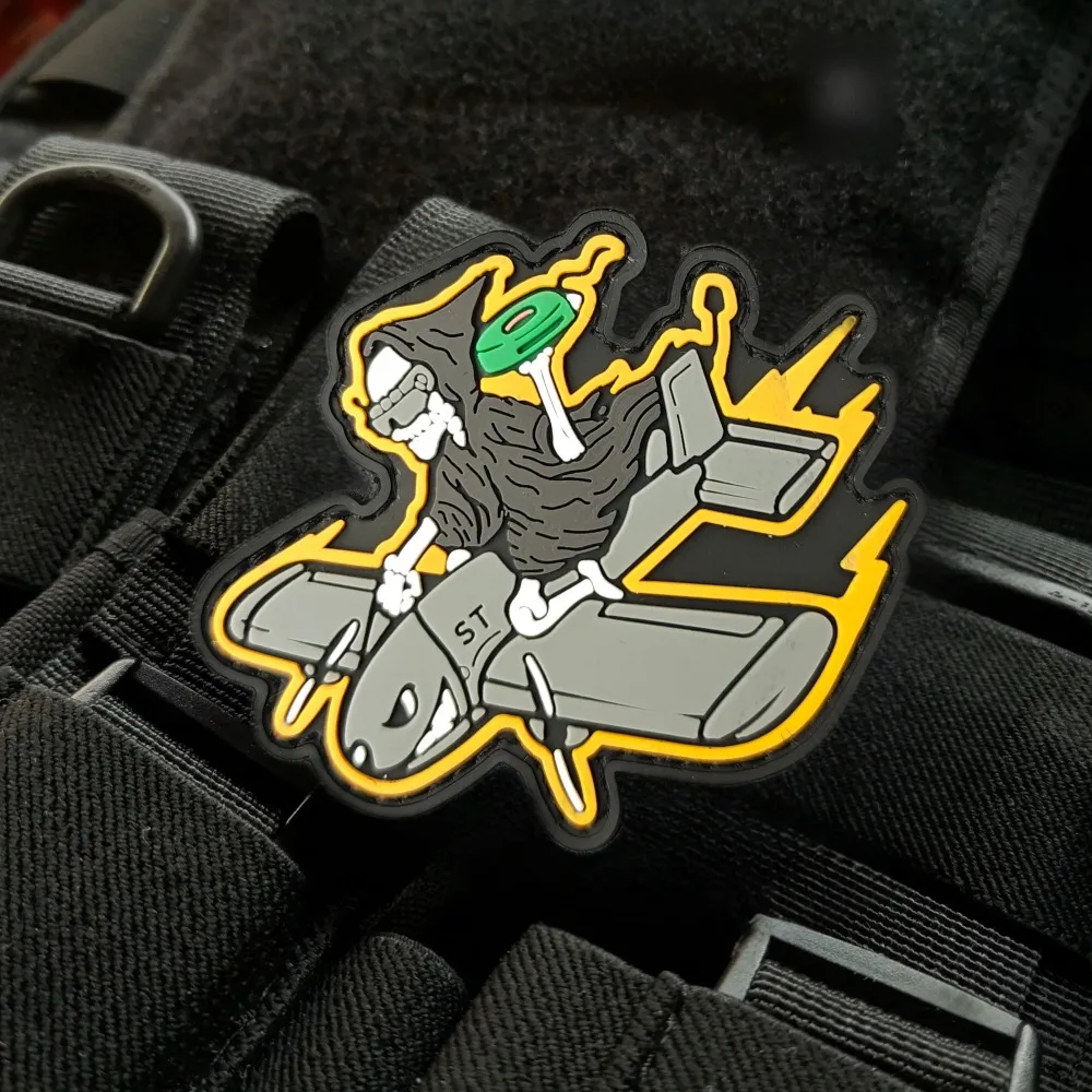 Segador dron parche táctico PVC con velcro y fijación para ropa - imagen 2