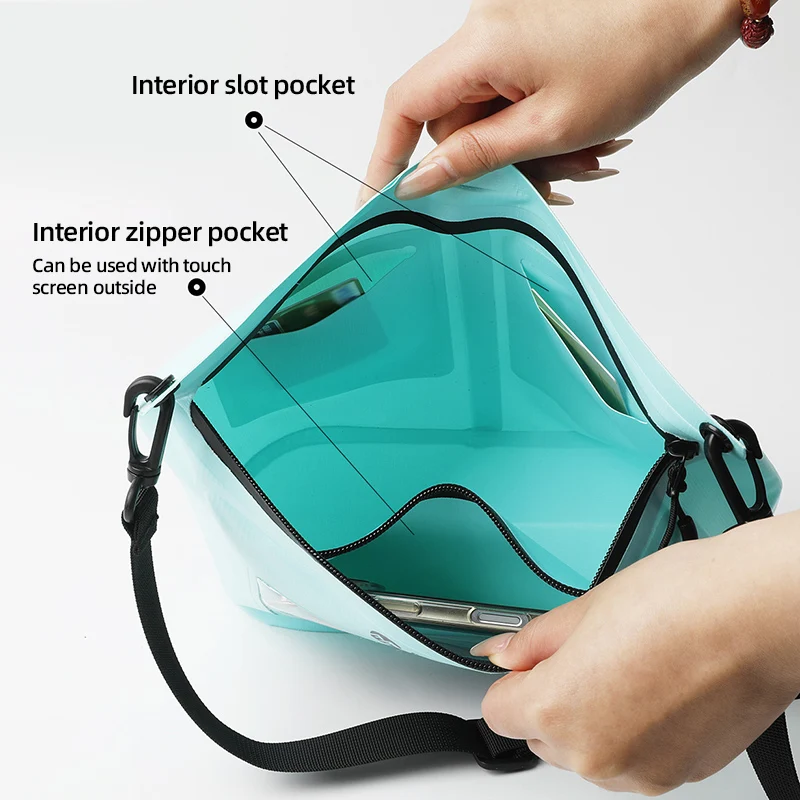 Bolsa de natación impermeable para buceo a la deriva, bolso de hombro tipo bandolera para Rafting al aire libre, bolsa deportiva para surf, paquete de teléfono móvil subacuático - imagen 4