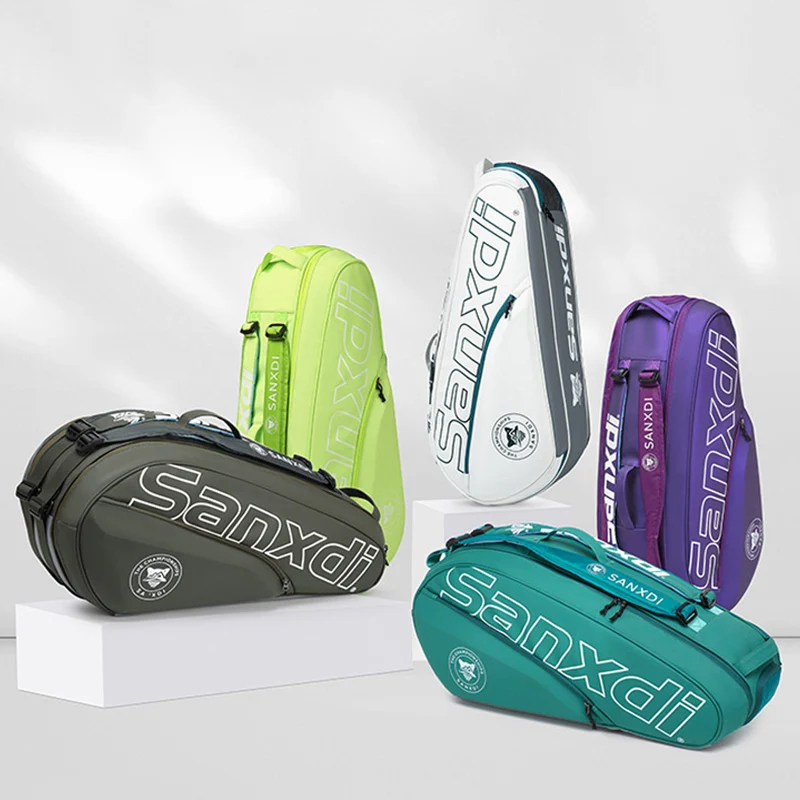 Bolsa de bádminton para 6 raquetas, mochila profesional para raqueta de tenis, bolso grande para deportes al aire libre, gimnasio, Fitness, con zapatos empaquetados - imagen 4