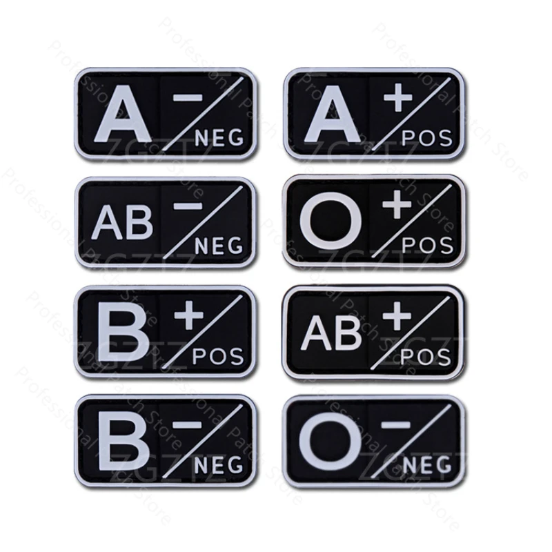 Parche de tipo de sangre de PVC 3D Negativo Positivo, parche militar de gancho y bucle para coser, insignia para mochilas, 5x2,5 cm - imagen 4
