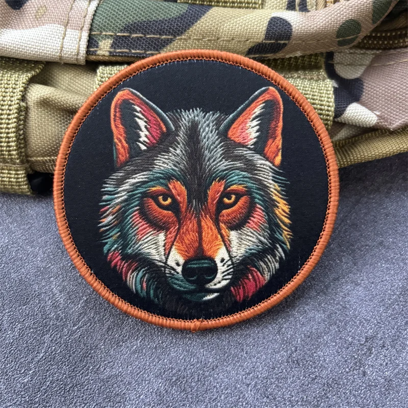 Parche con estampado de lobo Chevron para ropa, insignia de moral militar, parches tácticos con gancho, brazalete para mochila - imagen 2