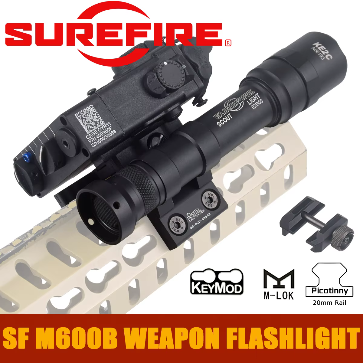 Surefire M600 linterna táctica LED DBAL-A2 Scout, riel 20 mm