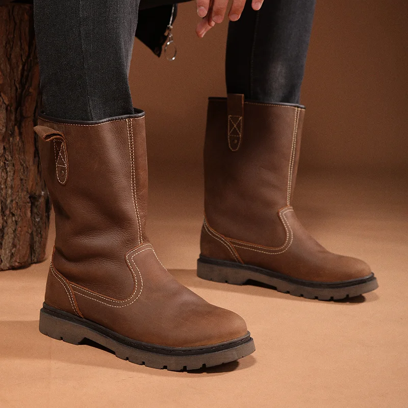 Zapatos de senderismo de cuero de vaca para hombre, botas de caza para nieve, trekking, zapatos tácticos, zapatillas impermeables para combate en el desierto - imagen 2